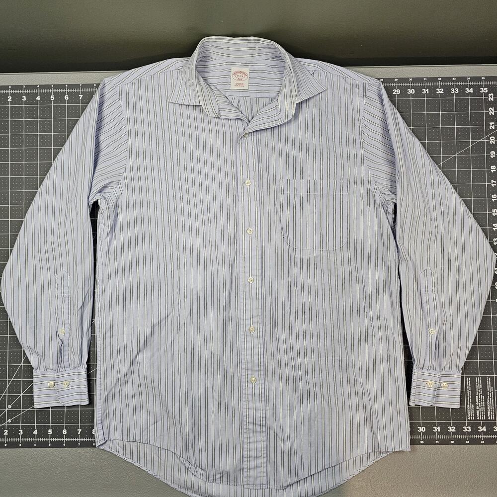 Brooks Brothers Dress Shirt 15-2/3 Medium Striped Traditional No Iron Work 346